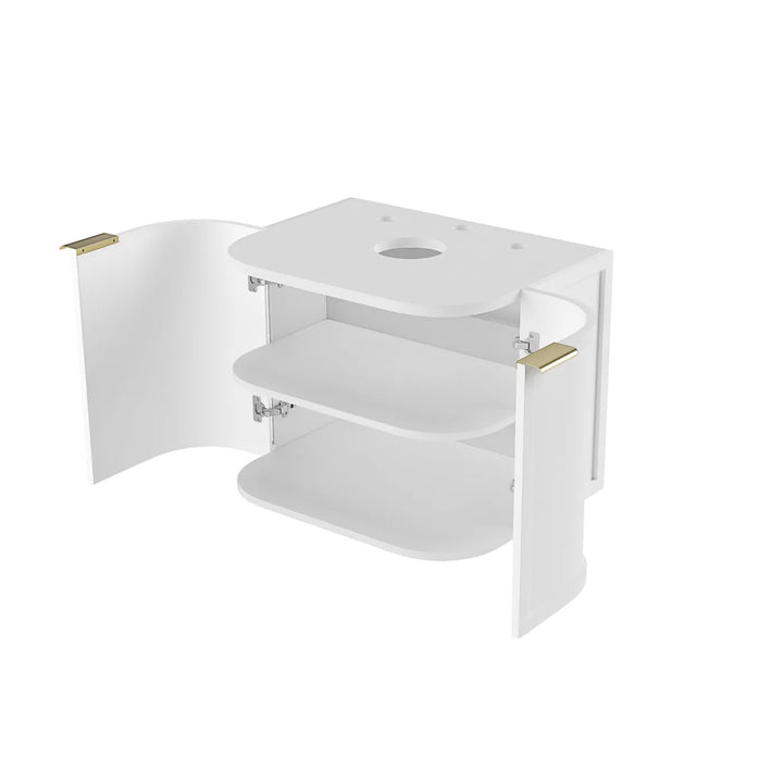 Otti Hampshire 600mm Satin White Wall Hung Curve Vanity