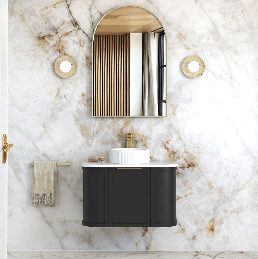 Otti Hampshire 750mm Satin Black Wall Hung Curve Vanity