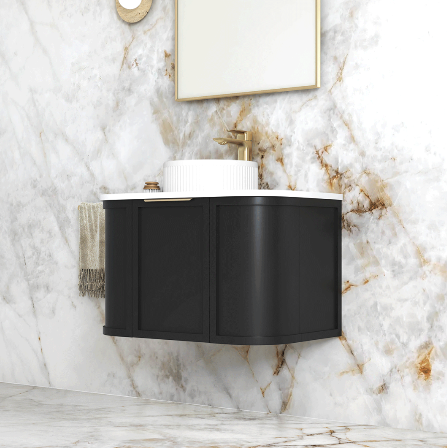 Otti Hampshire 750mm Satin Black Wall Hung Curve Vanity
