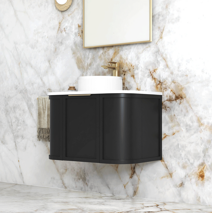 Otti Hampshire 750mm Satin Black Wall Hung Curve Vanity