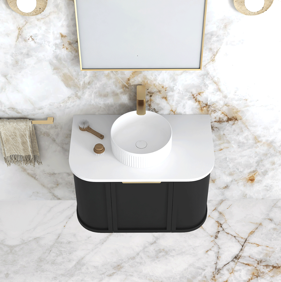 Otti Hampshire 750mm Satin Black Wall Hung Curve Vanity