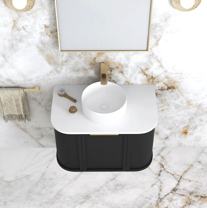 Otti Hampshire 750mm Satin Black Wall Hung Curve Vanity