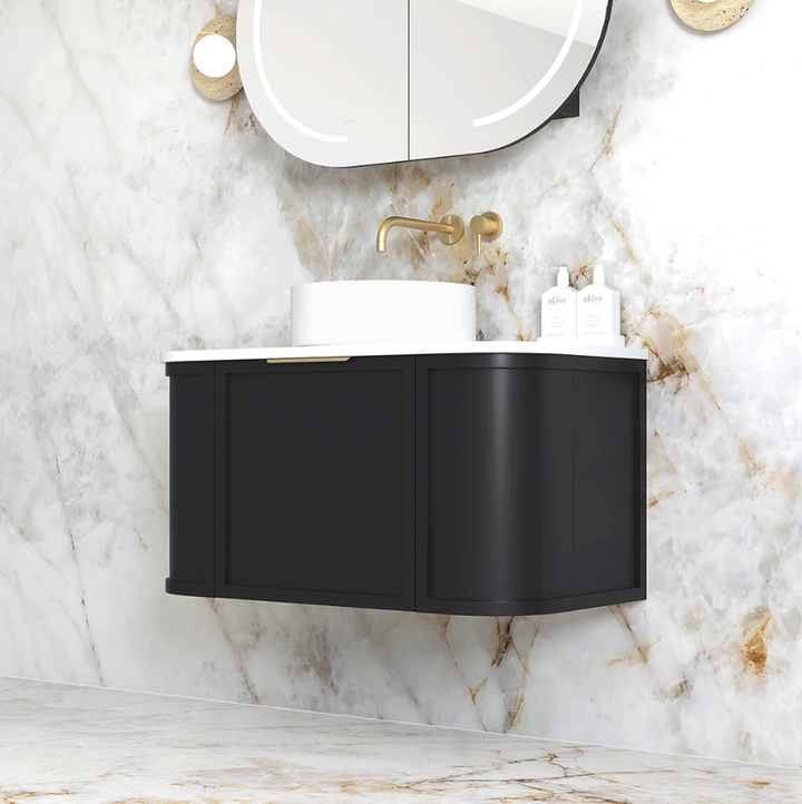 Otti Hampshire 900mm Satin Black Wall Hung Curve Vanity