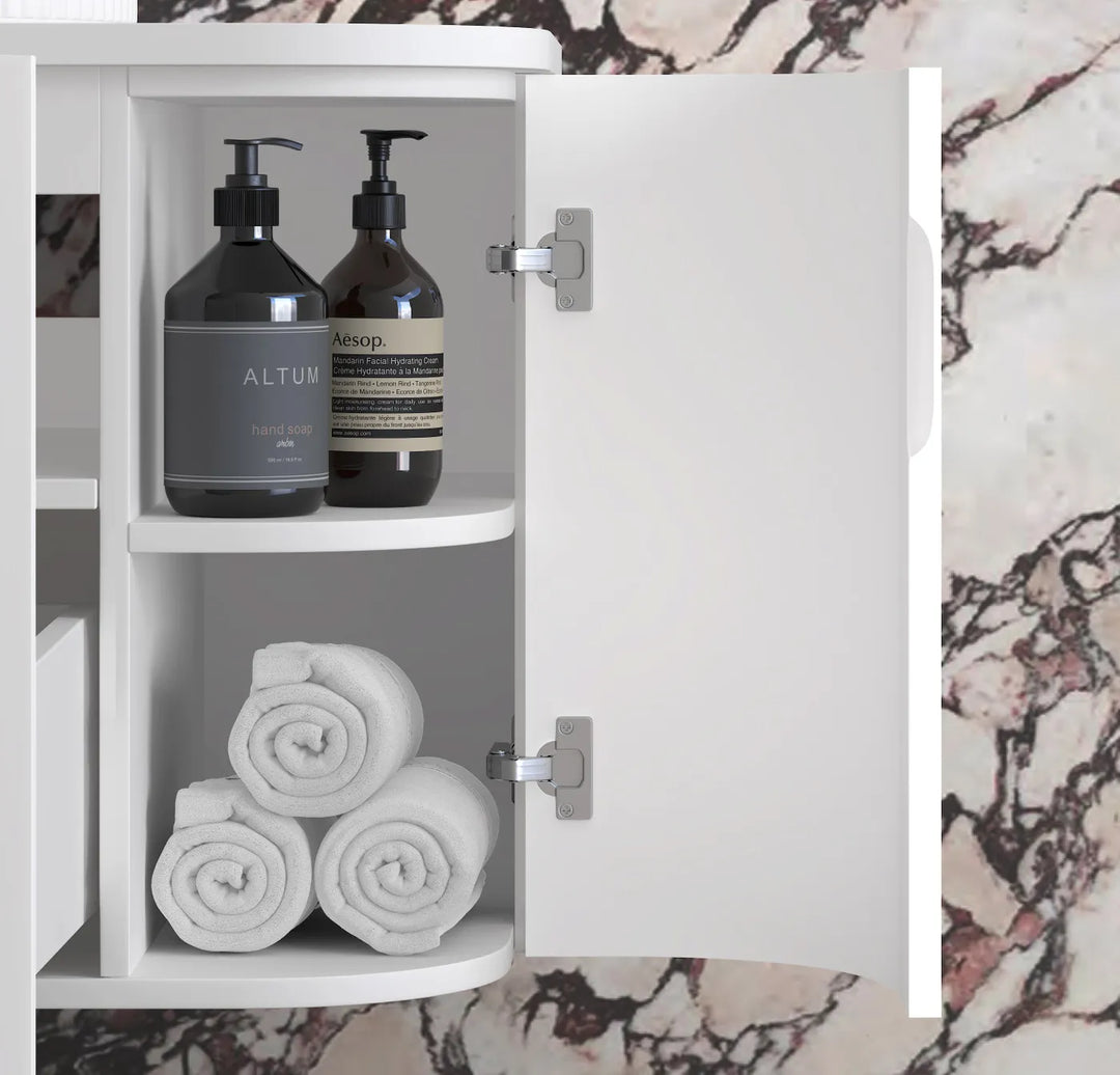 Otti Hampshire 900mm Satin White Wall Hung Curve Vanity