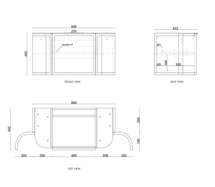 Otti Hampshire 900mm Satin White Wall Hung Curve Vanity