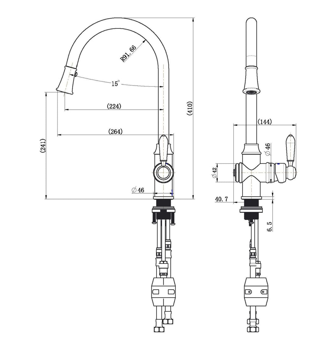 Modern National Bordeaux Pull-Out Kitchen Mixer