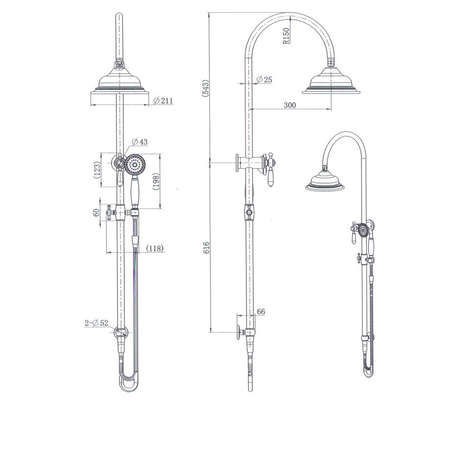 Modern National Bordeaux Shower Column Set