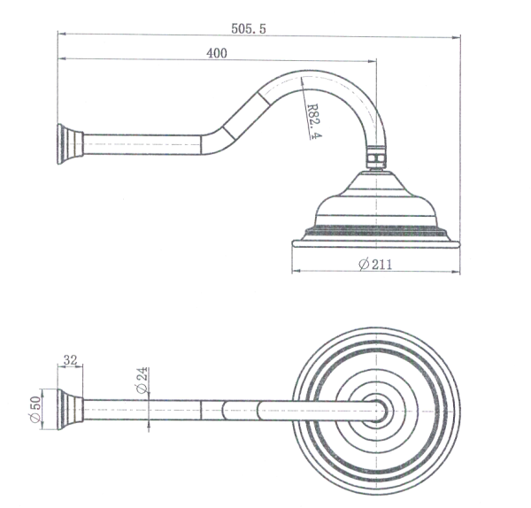 Modern National Bordeaux Shower Arm With Shower Head
