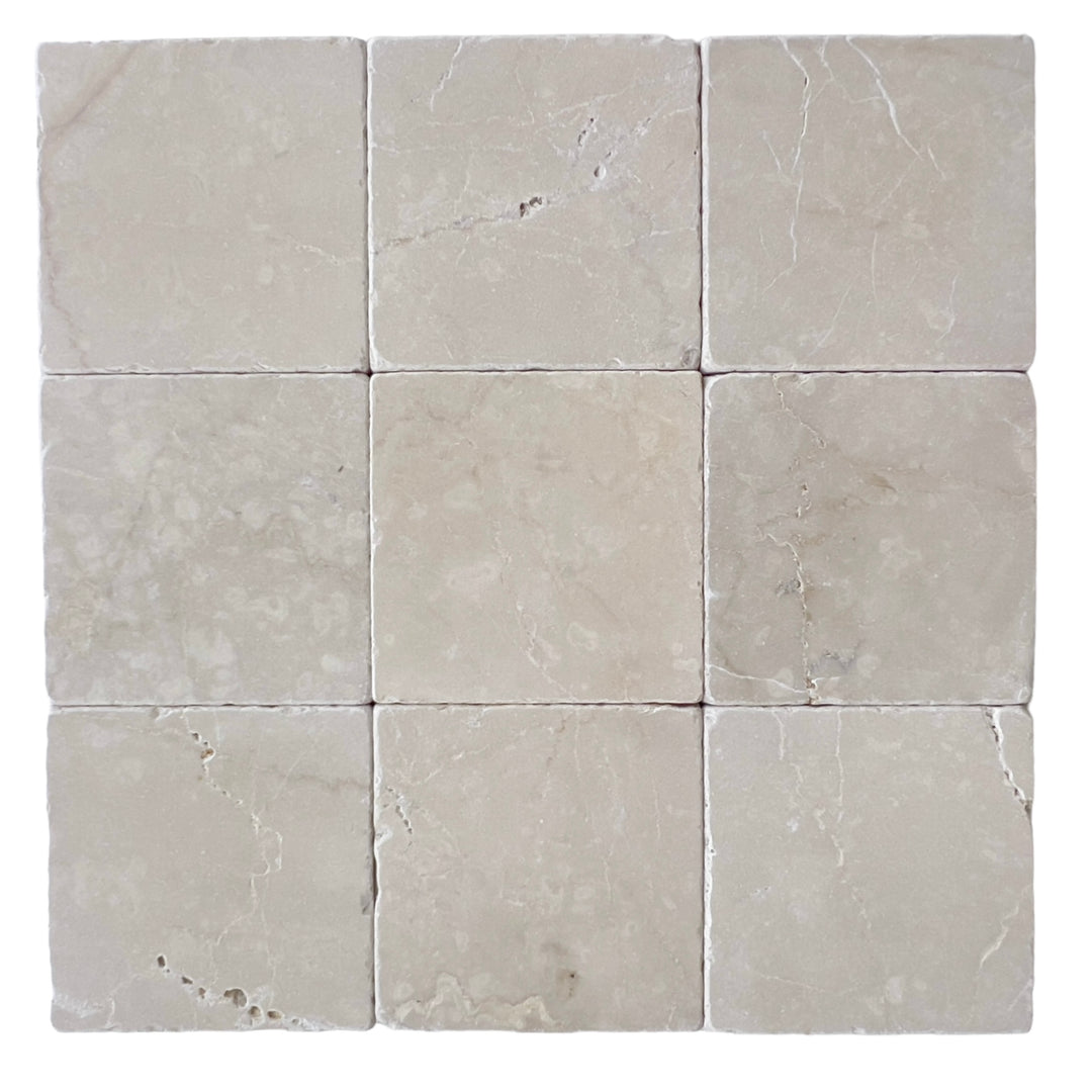 Botticino Stone Square 100x100mm Tumbled