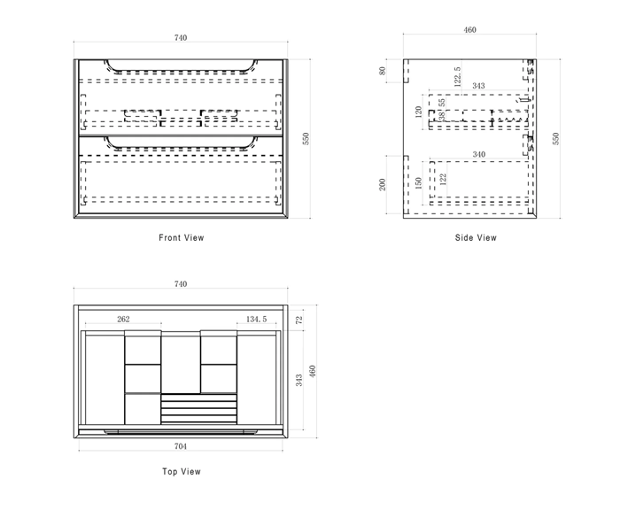 Byron 750mm Natural Oak Wall Hung Vanity