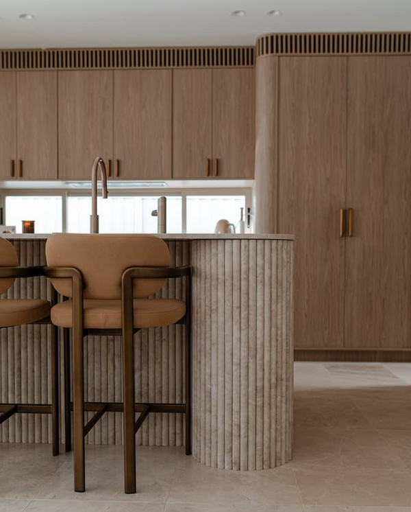 Bamboo style tile inspired by Taj Mahal stone finish
