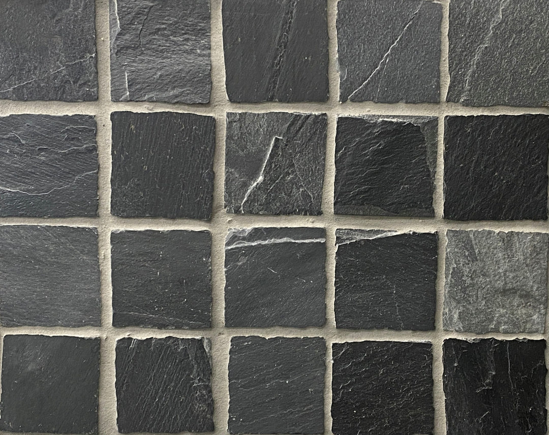 Black Slate Cobblestone Straight & Offset Pattern