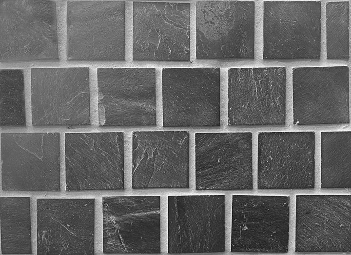 Black Slate Cobblestone Straight & Offset Pattern
