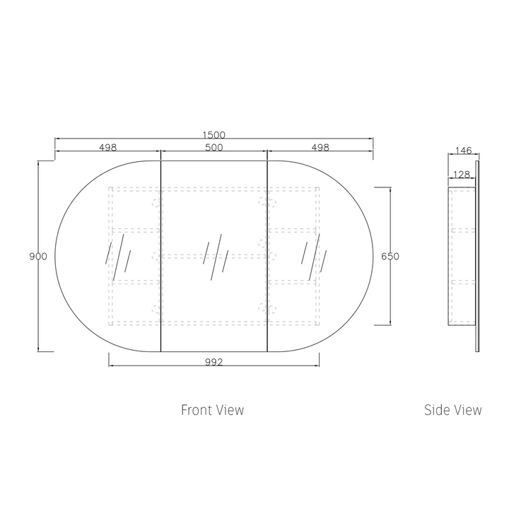 Bondi 1500x900 White Shaving Cabinet