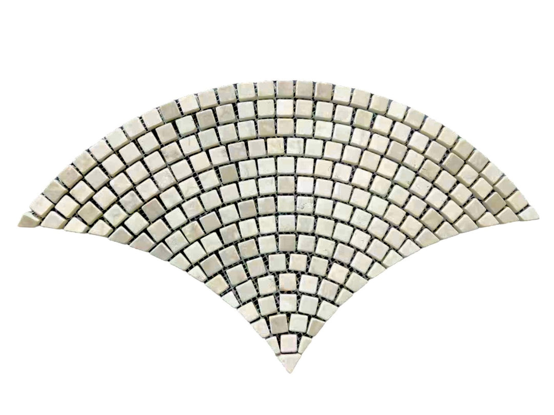 Botticino Natural Stone Tumbled Fan Mosaic