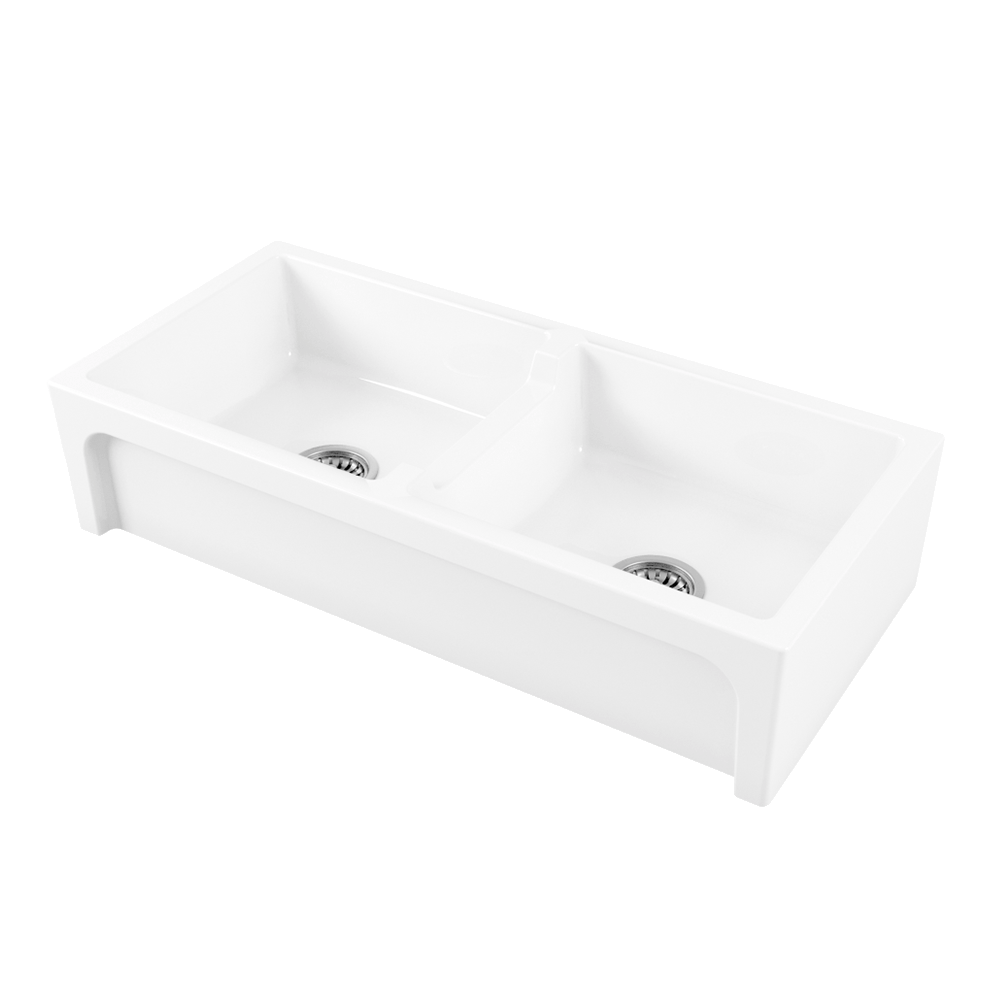 Abey Chambord Charles Large Double Bowl Fireclay White