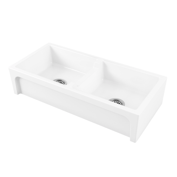 Abey Chambord Charles Large Double Bowl Fireclay White