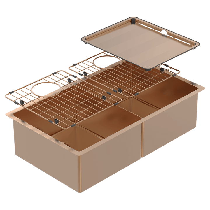Abey Piazza Double Square Bowl Artisan Copper
