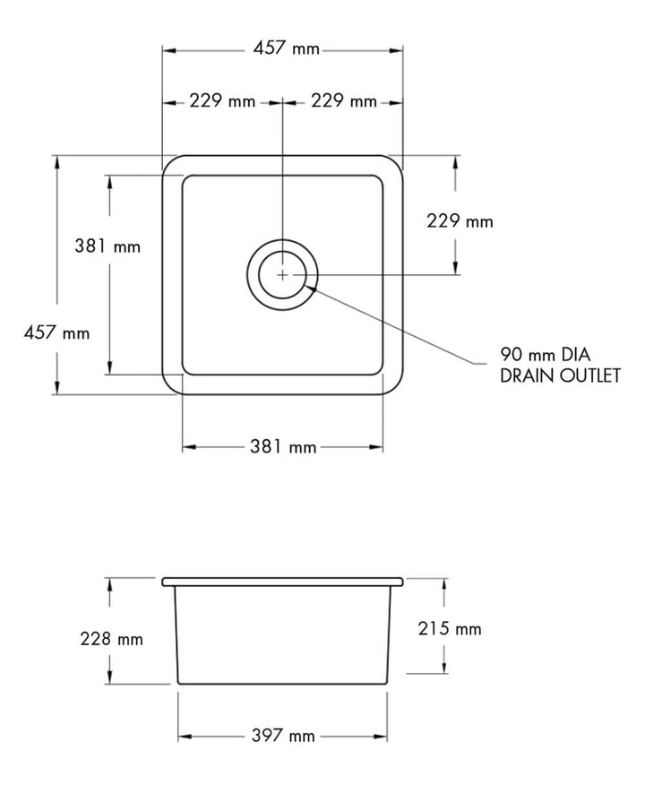 Turner Hastings Cuisine 46 x 46 Inset / Undermount Fine Fireclay Matte White Sink