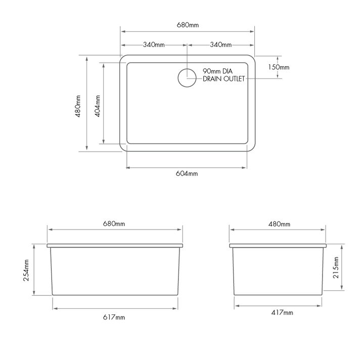 Turner Hastings Cuisine 68 x 48 Inset / Undermount Fine Fireclay Gloss White Sink