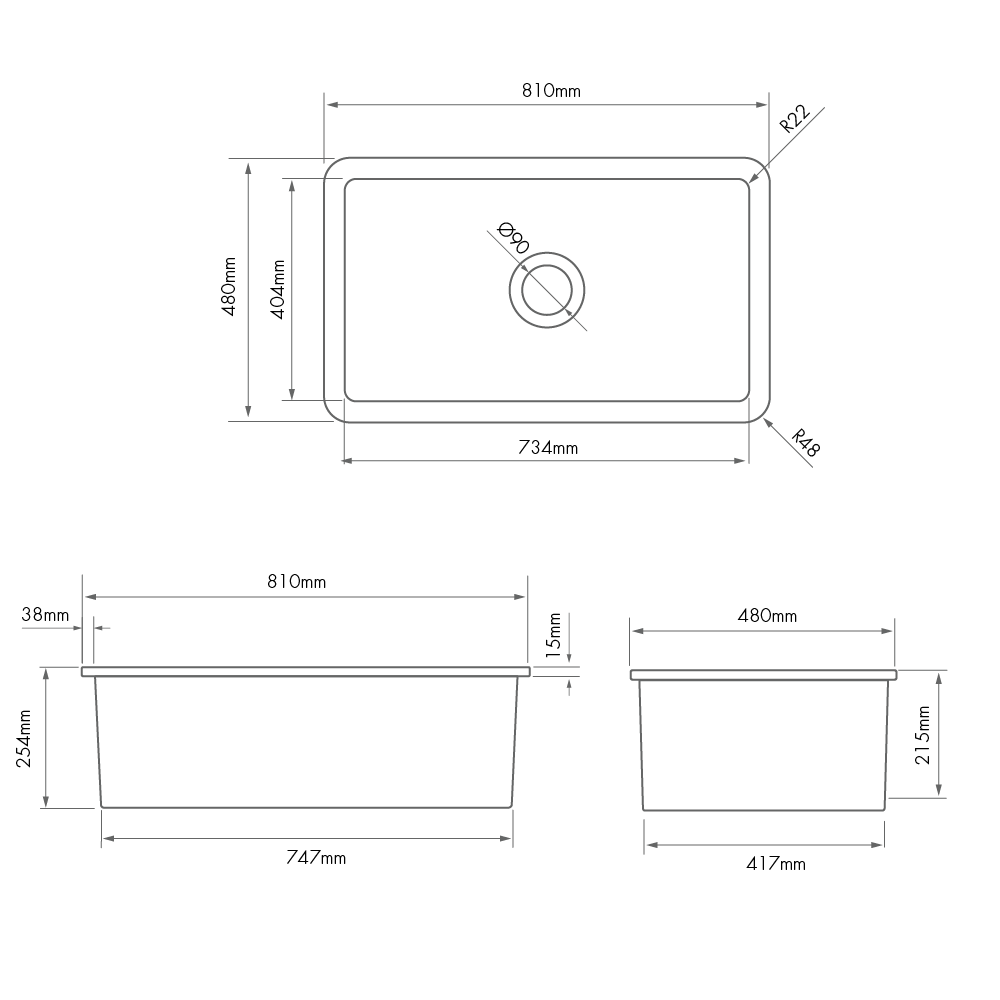 Turner Hastings Cuisine 81 x 48 Inset / Undermount Fine Fireclay Matte White Sink