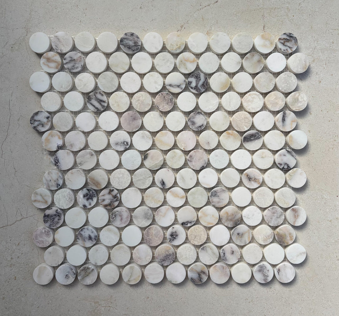 Calacatta Lilac Penny Round Mosaic