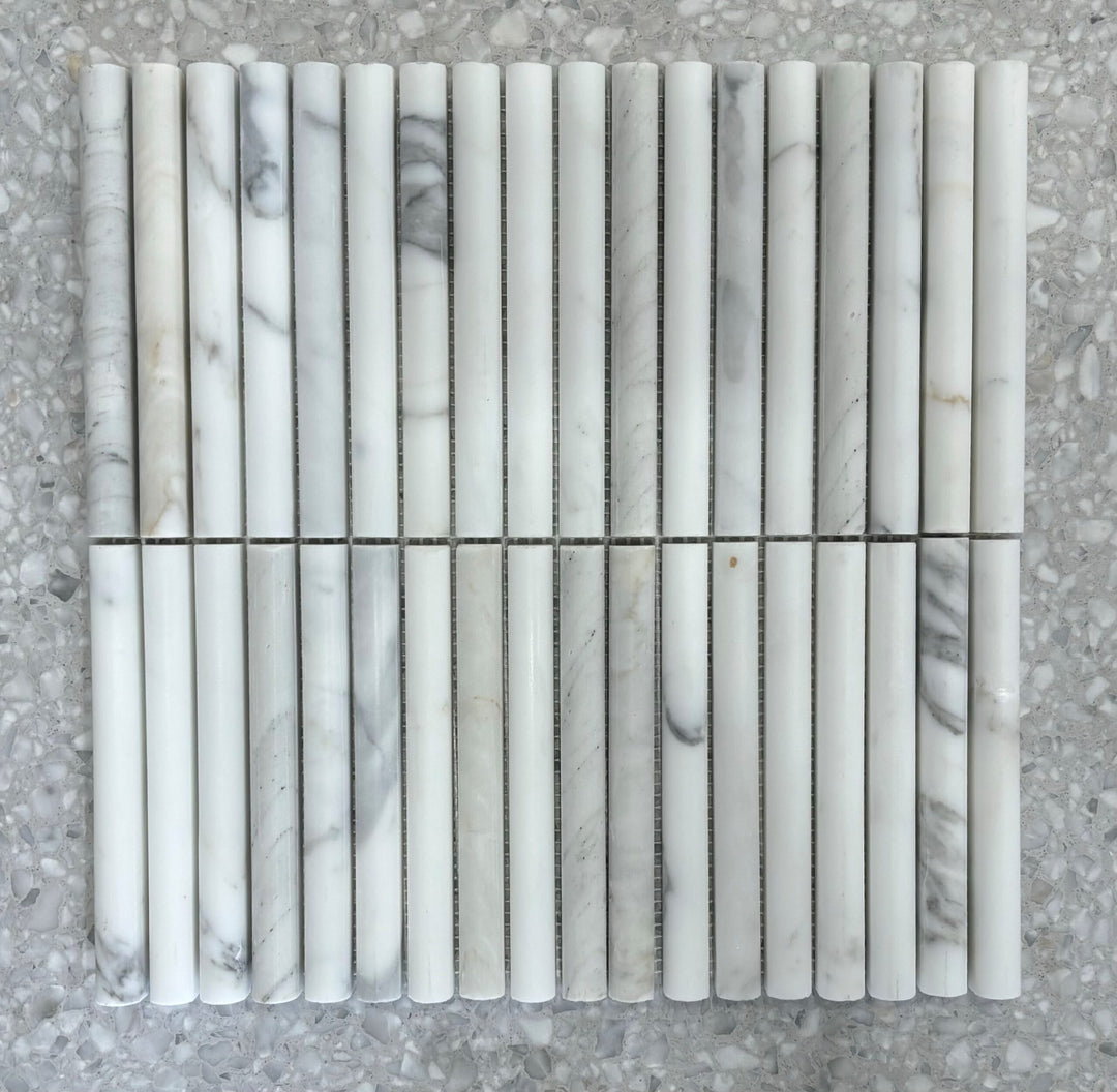 Calacatta Gold Marble Mini Flutes Honed Mosaic