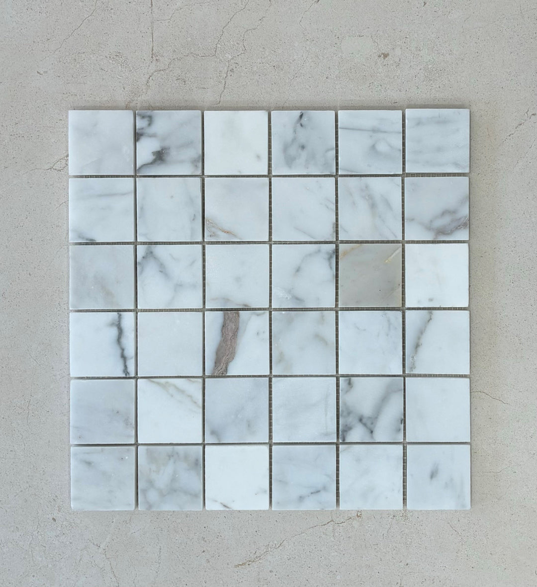 Calacatta Gold Marble Square Honed Mosaic