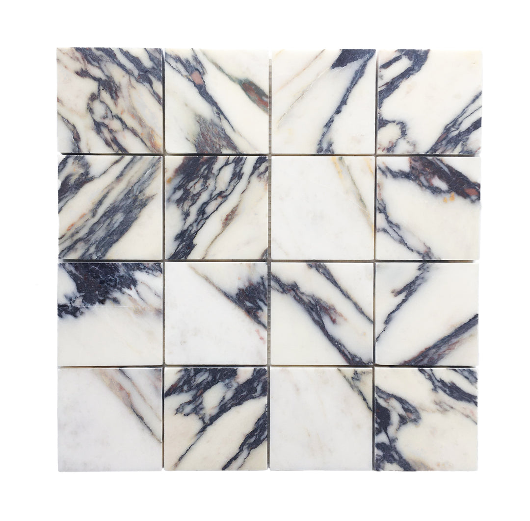 Calacatta Viola Marble Honed Square Mosaic