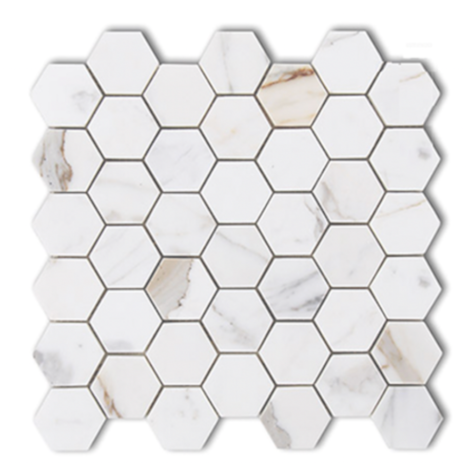 Calacatta Gold Marble Honed Hexagon Mosaic