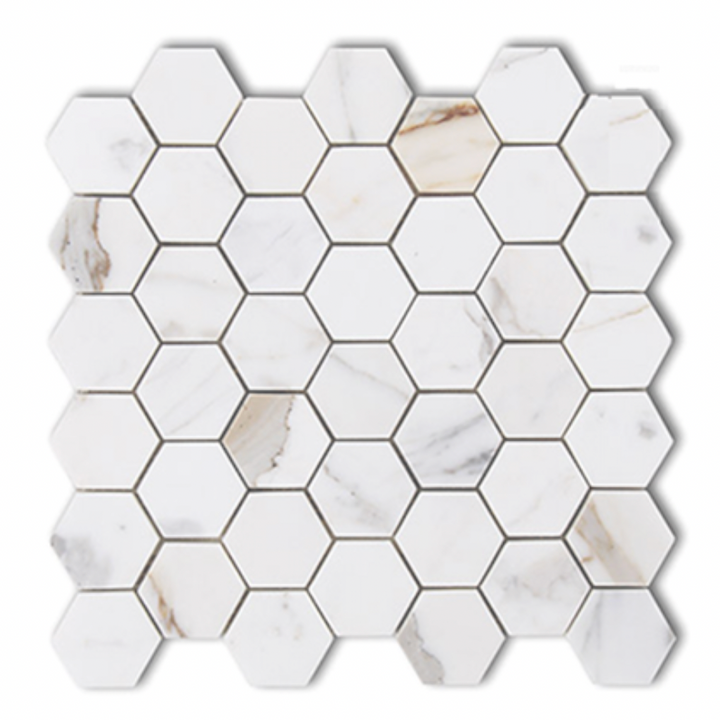 Calacatta Gold Marble Honed Hexagon Mosaic