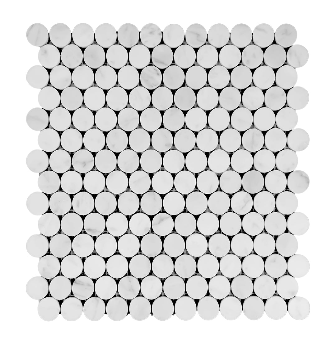 Carrara Penny Round Honed Mosaic