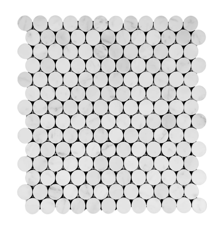 Carrara Penny Round Honed Mosaic