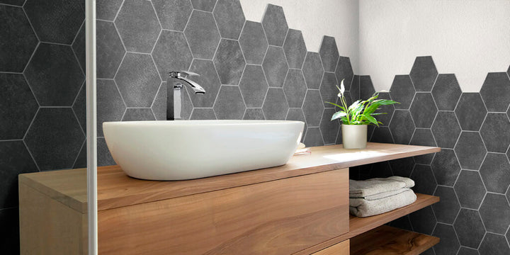 Spanish Cement Look Hexagon Porcelain Tile 150x173mm