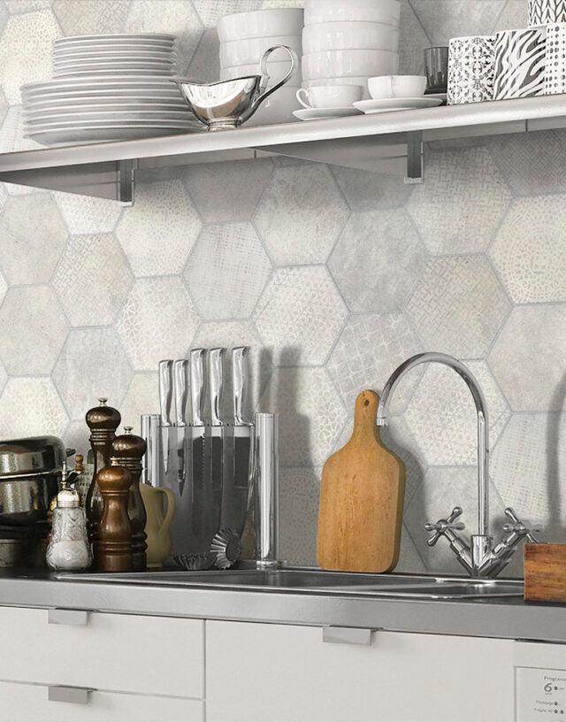 Spanish Cement Look Hexagon Porcelain Tile 150x173mm