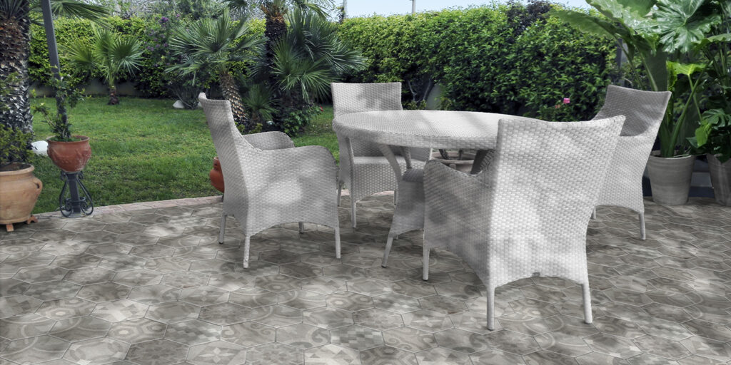 Spanish Cement Look Hexagon Porcelain Tile 150x173mm