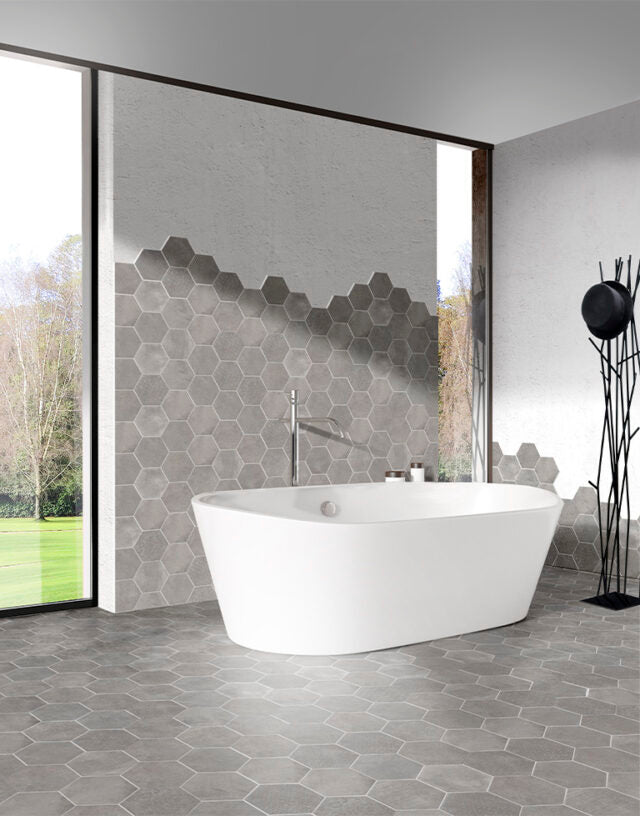 Spanish Cement Look Hexagon Porcelain Tile 150x173mm