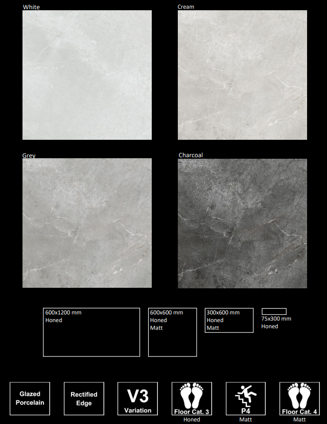 Chiswick Collection White Stone Look Porcelain Tile