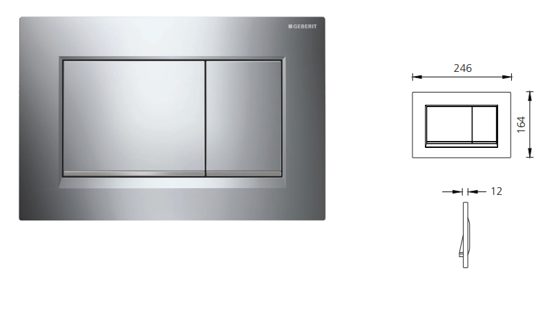Geberit Concealed Cistern Flush Plate with Square Buttons