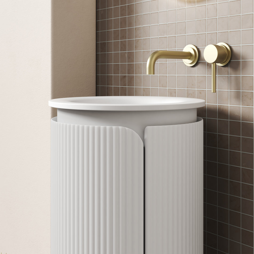 Aulic Civaro Floor Standing Matte White Pillar Cabinet