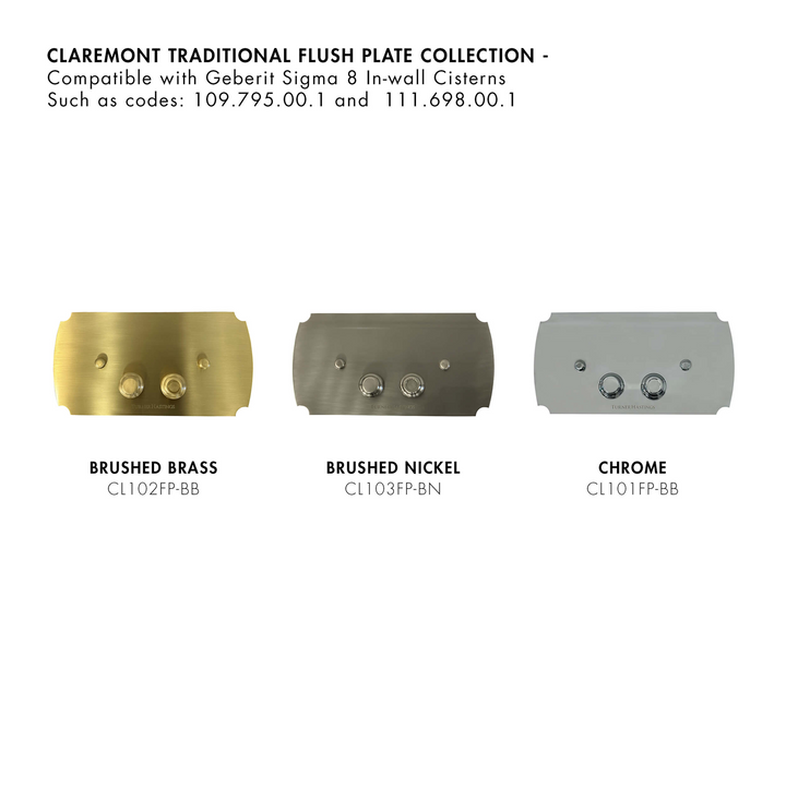 Turner Hastings Package - Claremont Floor Mounted Pan & Seat + Geberit In-wall Cistern + Traditional Flush Plate