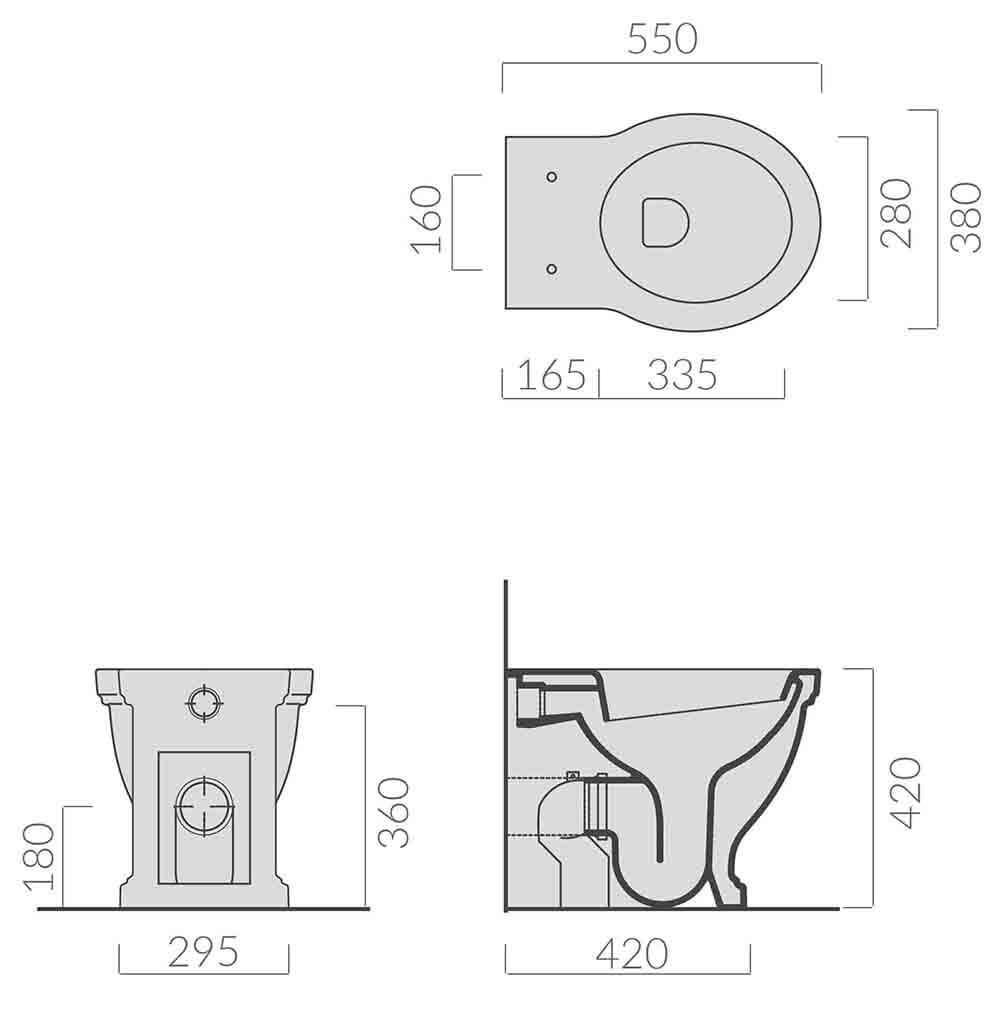 Turner Hastings Package - Claremont Floor Mounted Pan & Seat + Geberit In-wall Cistern + Traditional Flush Plate