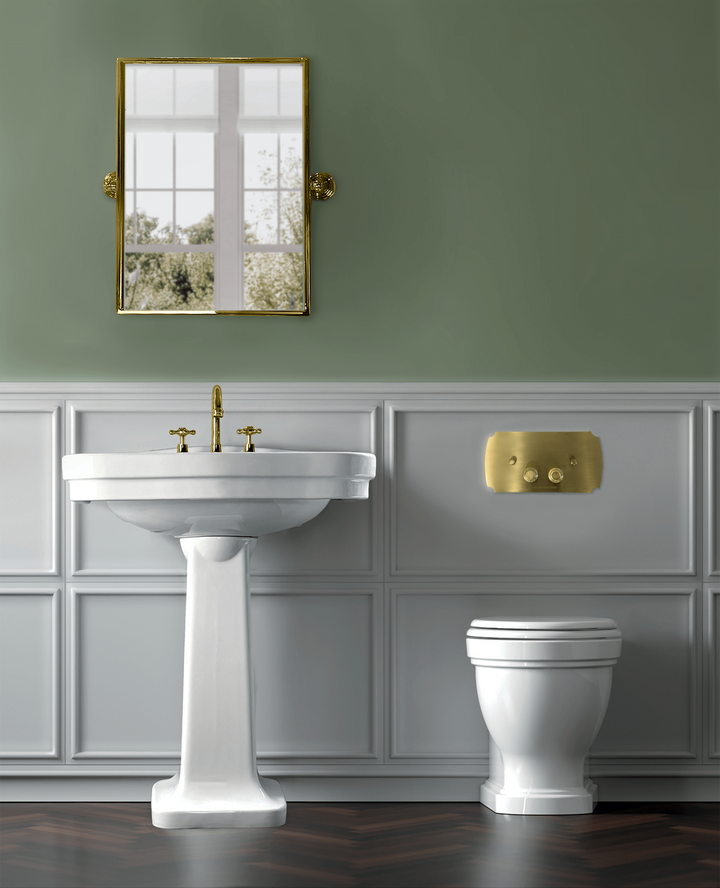 Turner Hastings Package - Claremont Floor Mounted Pan & Seat + Geberit In-wall Cistern + Traditional Flush Plate