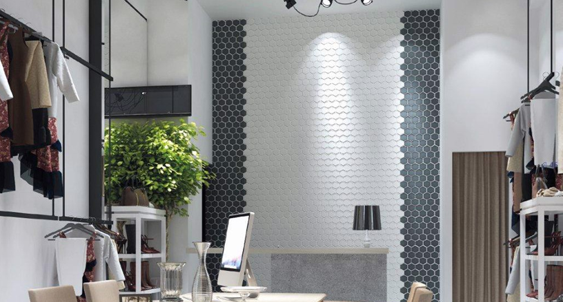 Cottage Porcelain Mosaic Hexagon 51×59mm
