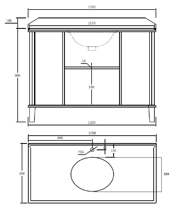 Turner Hastings Coventry 120 x 55 Single Bowl Satin White Vanity with Real Marble Top & Ceramic Undercounter Basin