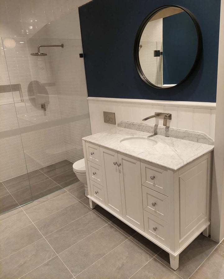 Turner Hastings Coventry 120 x 55 Single Bowl Satin White Vanity with Real Marble Top & Ceramic Undercounter Basin