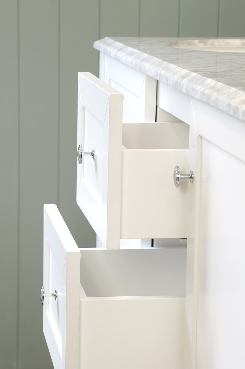 Turner Hastings Coventry 150 x 56 Double Bowl Satin White Vanity with Real Marble Top & Ceramic Undercounter Basins