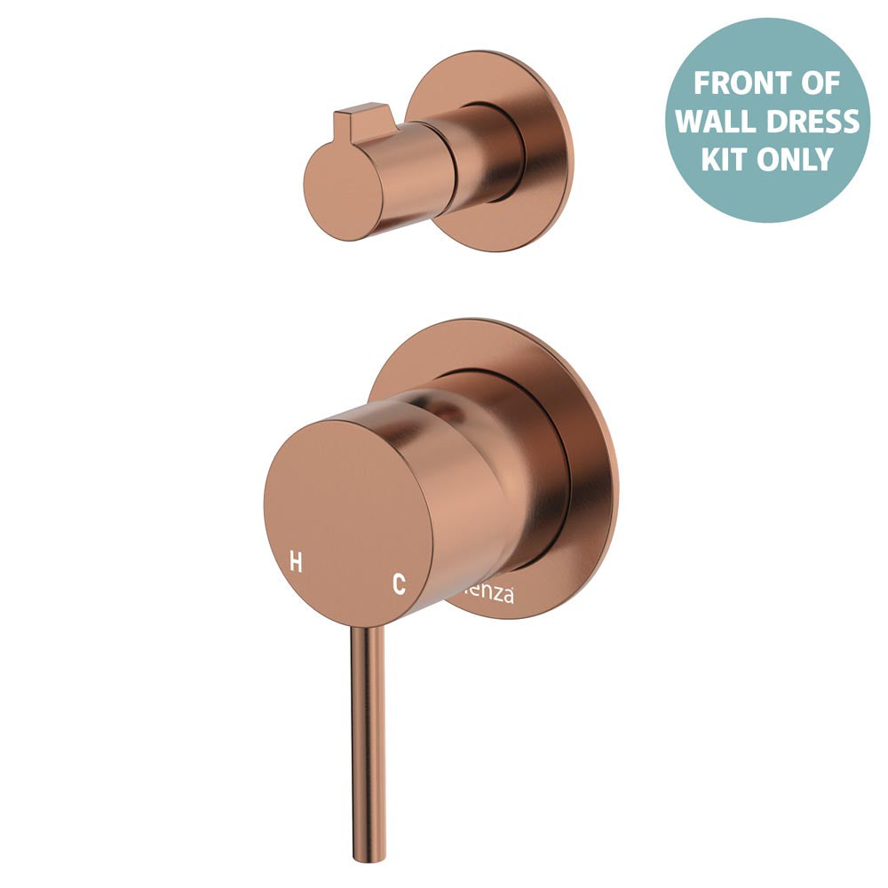 Fienza Kaya Wall Diverter Mixer Dress Kit, Small Round Plates, Brushed Copper