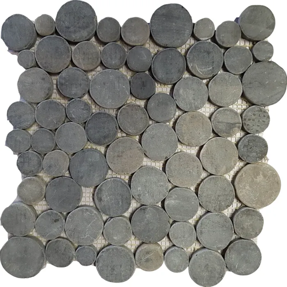 Botany Bay Pebbles Series Dark Grey Coin 300x300mm