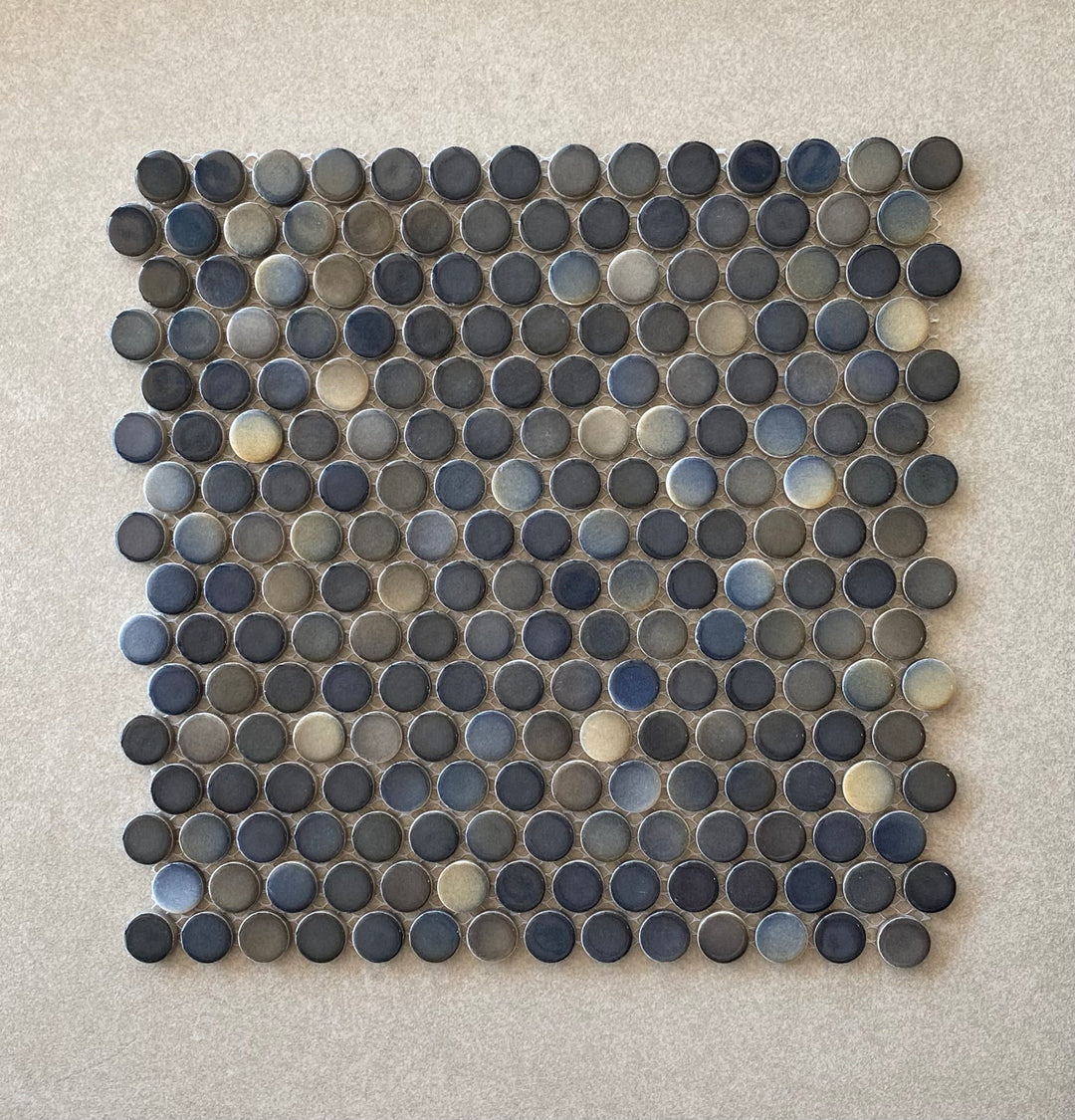 Ombre Navy Gloss Penny Round Mosaic